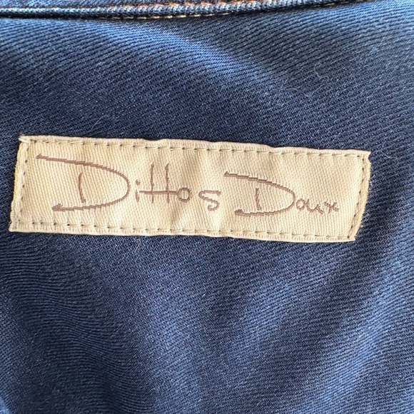 Dittos Doux women’s Dark Blue button down Denim Jean mini dress pockets sz M - Picture 2 of 10